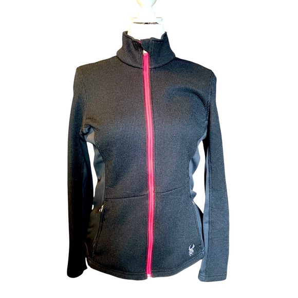 Spyder Core Women's Black Performance Jacket with Pink Accents Size L - Picture 1 of 7